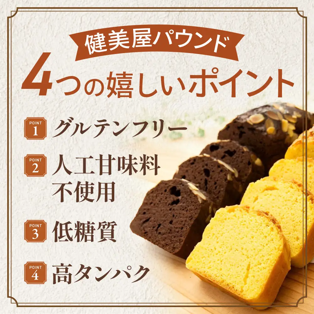 糖質制限・グルテンフリー パウンドケーキ 4種8個 無添加パウンドケーキ 
