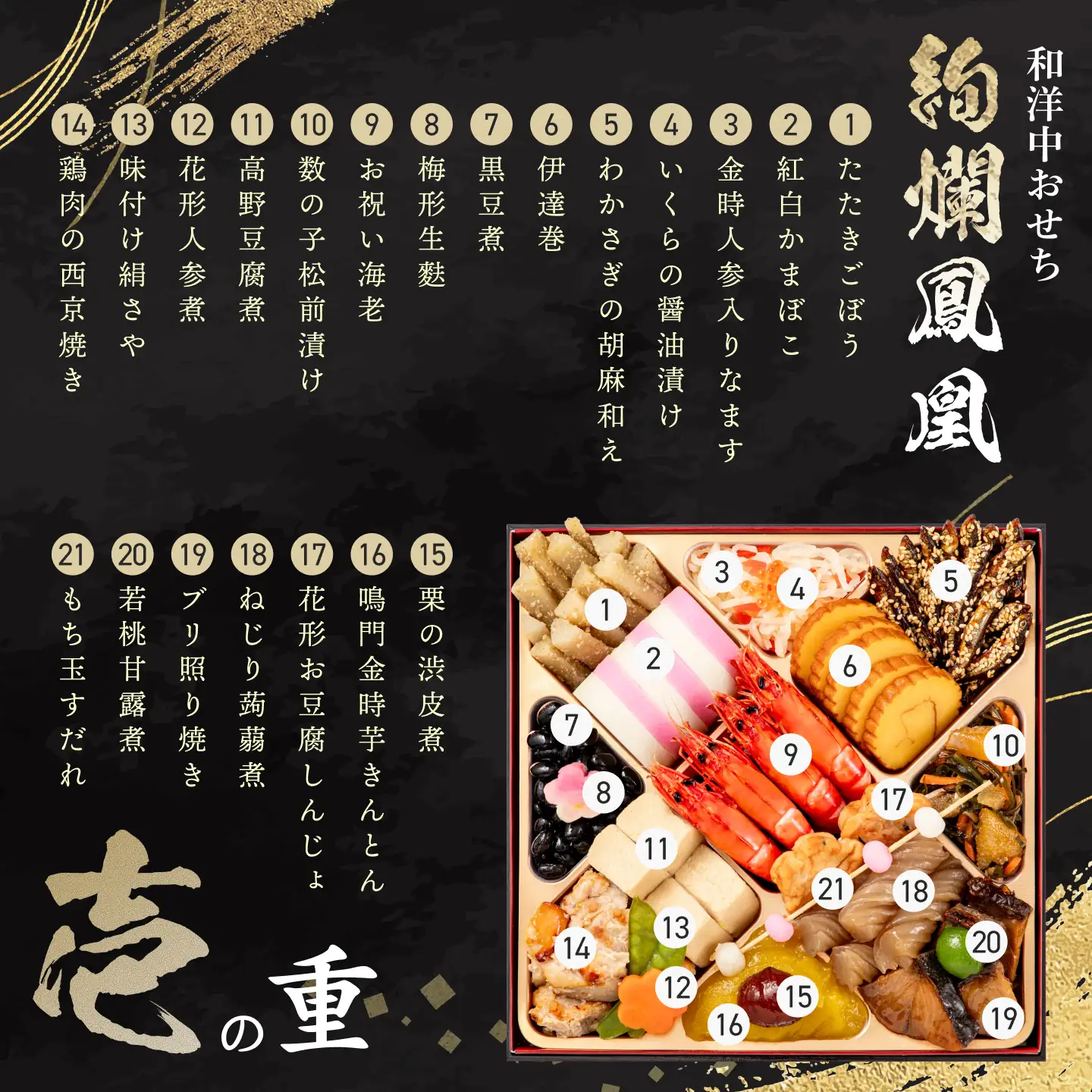 【2027年おせち】和洋中おせち　絢爛鳳凰（三段重）＜2026年12月下旬出荷＞※毎年ご好評の定番おせち【 お正月 おせち料理 おせち 三段重 和風 洋風 中華 トオカツフーズ 神奈川県 山北町 】