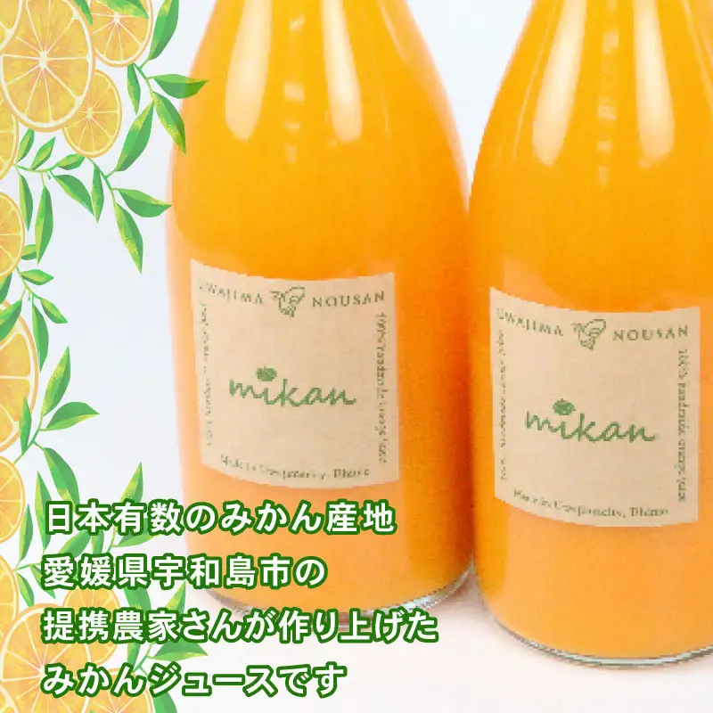 みかんジュース 720ml × 2本 宇和島農産 温州みかん 温州蜜柑 みかん mikan ストレート オレンジ 果汁100％ ストレートジュース 果物 くだもの フルーツ ギフト プレゼント 国産 愛媛 宇和島 H010-132006