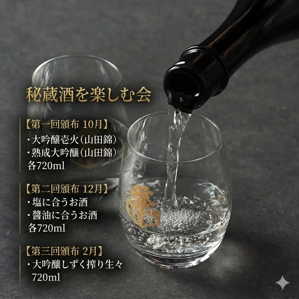【頒布会3回】繁桝の秘蔵酒を楽しむ会（10月・12月・2月発送） 日本酒 お酒 酒 地酒 大吟醸 山田錦 飲み比べ 定期便 数量限定 期間限定 015-T001