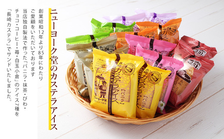 長崎カステラアイス 7種 計10個 (バニラ・抹茶・びわ・チョコ・コーヒー・苺・白玉小倉)冷凍 アイス カステラ スイーツ