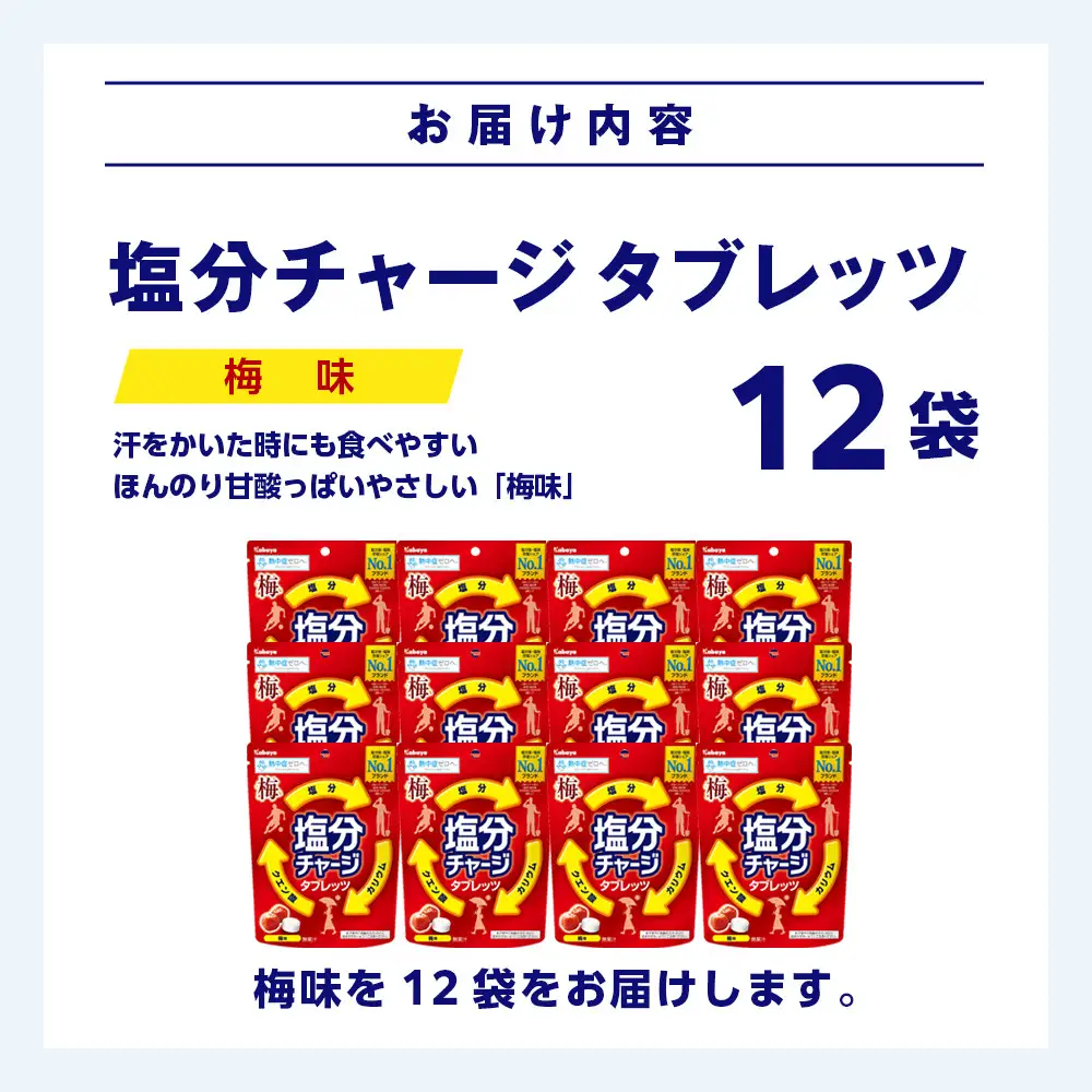 カバヤ　塩分チャージタブレッツ 梅味 12袋｜カバヤ食品 kabaya かばや 熱中症対策 塩分補給 夏バテ防止 飴 あめ タブレット 塩分チャージタブレッツ お菓子 タブレット セット 岡山市 岡山 梅 うめ タブレッツ 塩分チャージ 梅味 12袋