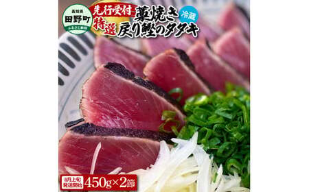 特選わら焼き戻り鰹のタタキ 約450g×2節 ニンニク1玉・たれ・薬味付き