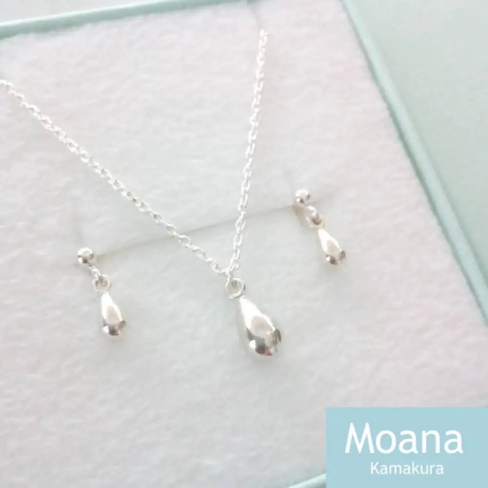 シルバーティアドロップノンホールピアス(イヤリング）＆ネックレス