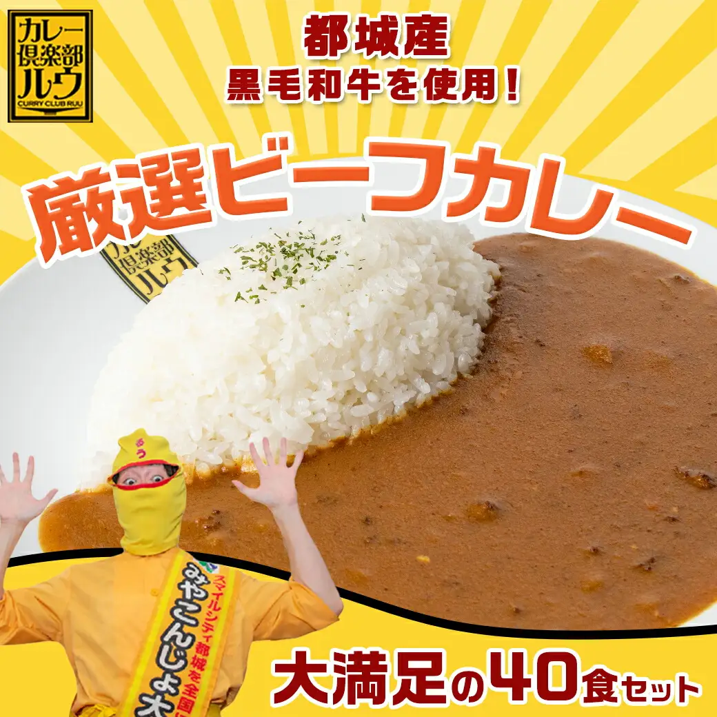 カレー倶楽部ルウ☆厳選ビーフカレー40食セット〔AD-2705〕_(都城市) ビーフカレー 180g×40P 都城産黒毛和牛使用 チルド食品 湯せん カレー カレー専門店 キャンプ/BBQ