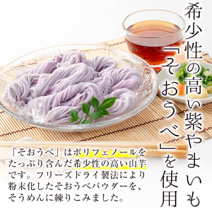 ≪栽培期間 農薬 不使用≫紫やまいも【そおうべ】そーめん(計1.5kg・250g×6袋)【曽於市観光協会】A496-v01