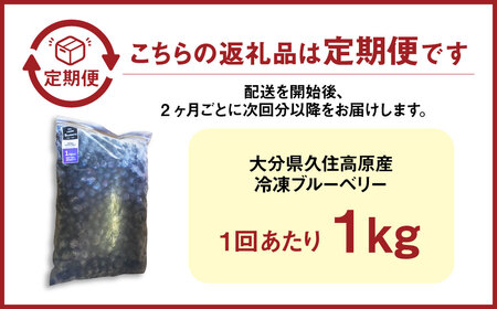 【2ヶ月毎6回定期便】大分県久住高原産 『手摘みブルーベリー』 冷凍ブルーベリー 1kg 計6kg 【2025年7月下旬より順次発送開始予定】