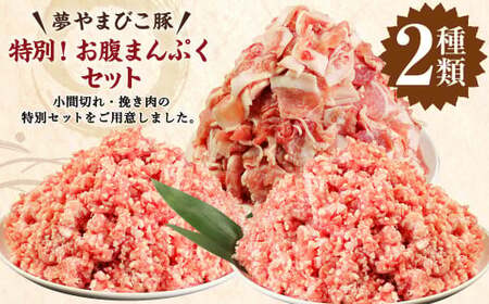 「夢やまびこ豚」特別！お腹まんぷくセット 小間切れ 2.0kg＋挽肉 2.0kg | 豚肉 肉 お肉 小間切れ こま切れ 挽き肉 挽肉 ミンチ 豚ミンチ 小分け 真空パック 冷蔵 送料無料