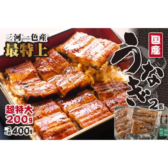 〈三河一色産うなぎ〉超特上2匹（計400g） 老舗 和食 魚兼 国産 高級 土用の丑