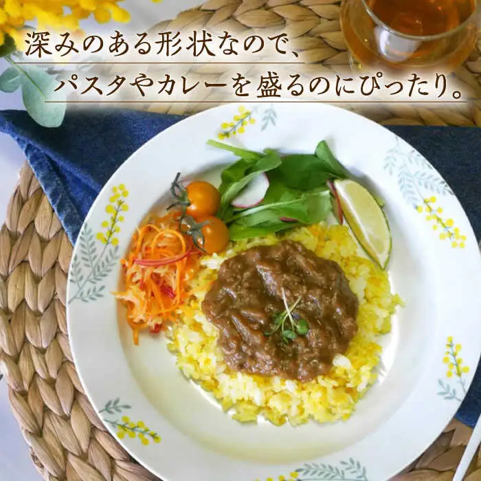 【波佐見焼】和ミモザ 22cm パスタ・カレー皿 2枚セット【和山】[WB152]