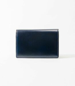 キプリス本革製コードバンｘシラサギレザー通しマチ名刺入れ　カラー：ネイビーｘダークブラウン 【kt026-013-3】