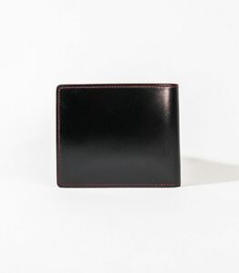 キプリス本革製コードバンｘシラサギレザー二つ折り財布　カラー：ブラックｘレッド 【kt026-014-1】