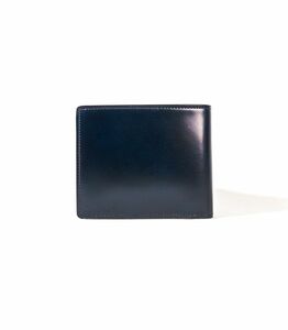 キプリス本革製コードバンｘシラサギレザー二つ折り財布　カラー：ネイビーｘダークブラウン 【kt026-014-3】