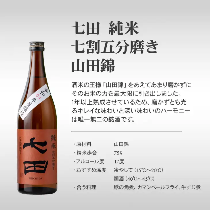 七田 純米 七割五分磨き 山田錦 720ml 天山酒造 日本酒 A085-027