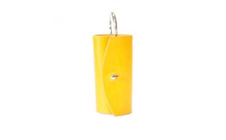 【イエロー】イタリアンオイルレザーのリングキーケース イエローカラー 革製品 ハンドメイド クラフト キーケース 革 レザー オイルレザー