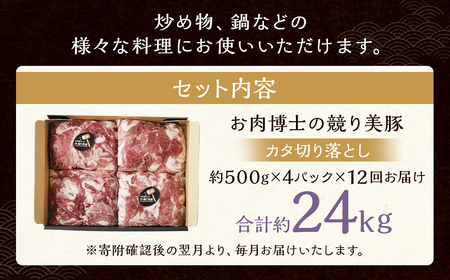【全12回定期便】 “極上・上”等級だけの上質な豚肉 「お肉博士の競り美豚」カタ 計2kg ( 500g×4 ) 競美豚 競り美豚 豚肉 お肉 炒め物 鍋 国産 長崎