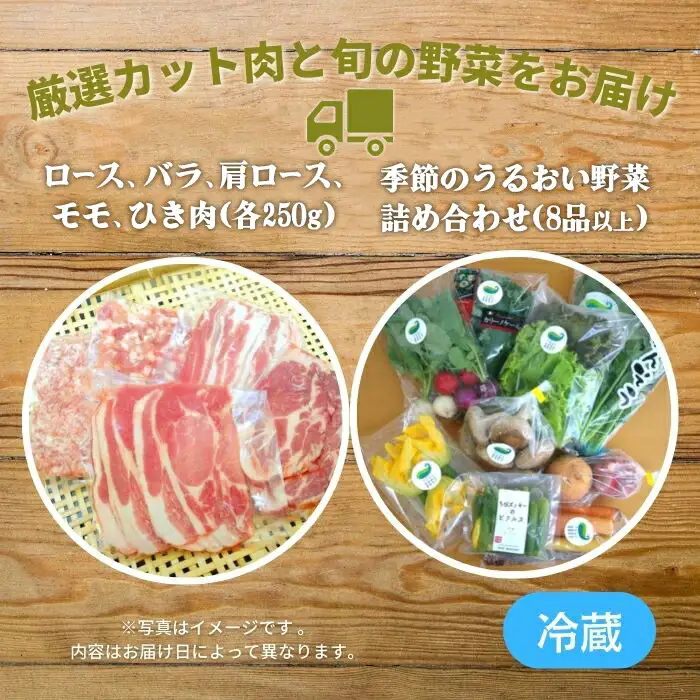 6ヶ月 定期便 四元豚 厳選カット肉 と 季節のうるおい野菜セット GIFTON ギフトン お歳暮 ギフト 豚肉 野菜 ｾｯﾄ 豚肉 焼肉 岩手県 北上市 ごえん O0038R0807 全6回 豚肉定期便 野菜定期便