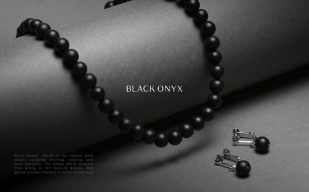 【7営業日以内に発送】オニキス ネックレス イヤリング 2点セット 艶なし マット 8mm ／ブラックオニキス アクセサリー ファッション 日本製 長崎県 長崎市