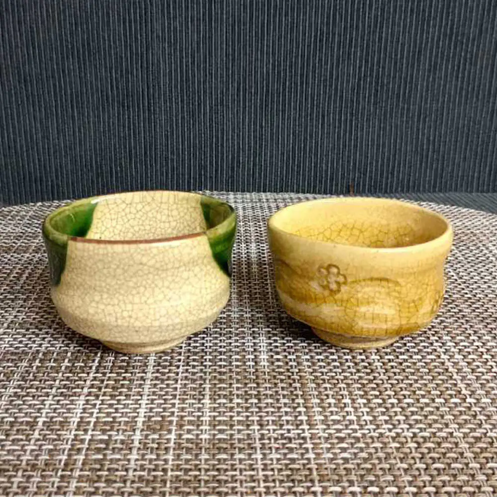 【瀬戸焼】織部・黄瀬戸ペアぐい呑 2個セット 【愛窯工芸社】 / コップ 酒器 ぐい呑み 食器 和食器 / 瀬戸市 [BBAW004]