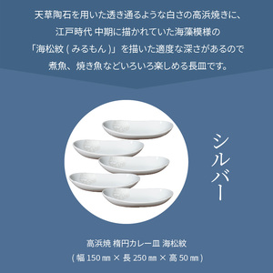 S026-057_天草 高浜焼 楕円カレー皿 5枚セット（シルバー）