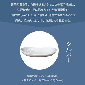 S026-062_天草 高浜焼 楕円カレー皿 １枚（シルバー）