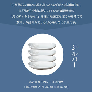 S026-164_天草 高浜焼 楕円カレー皿 4枚（シルバー）