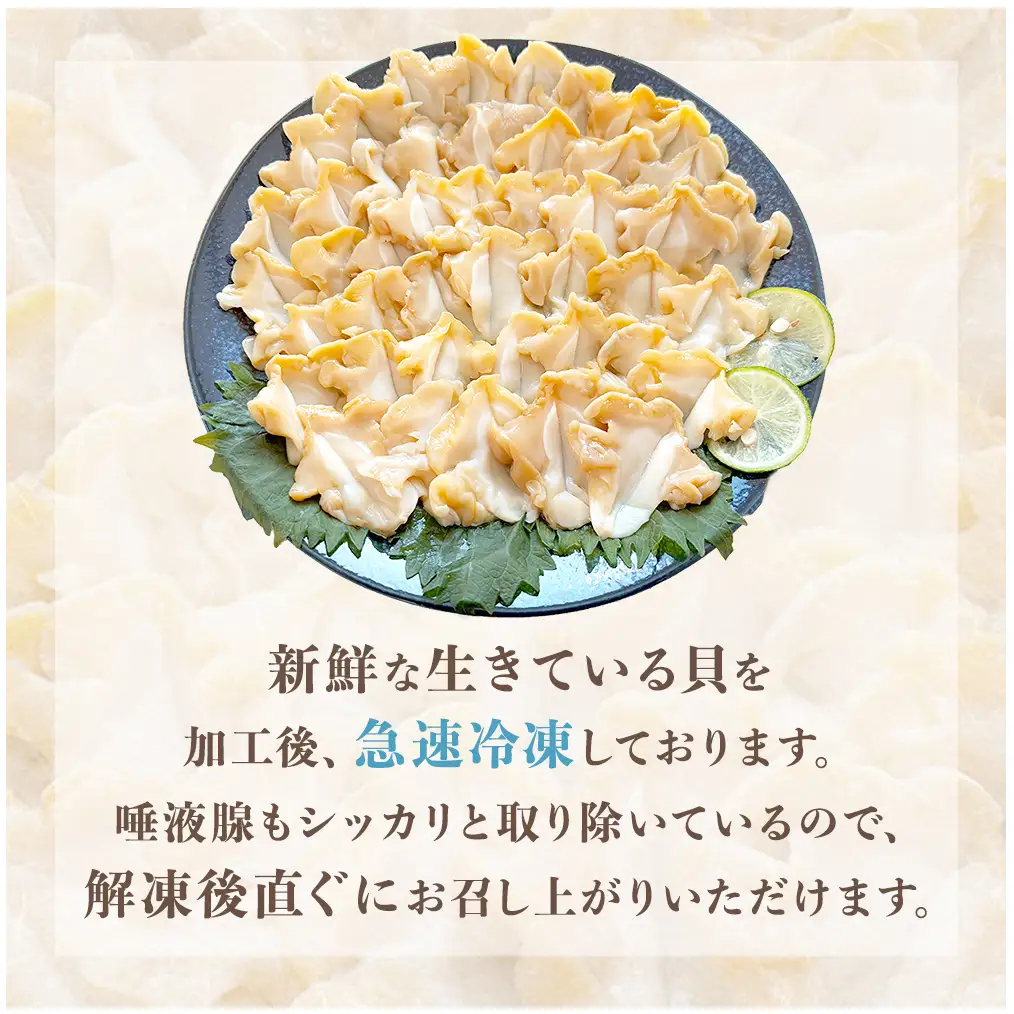 ＜先行予約＞ つぶ刺し 300g つぶ貝 刺身 ツブ貝 ツブ刺し スライス 冷凍 宮城県 石巻市