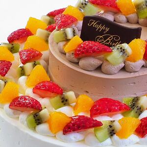 ダブルタワー ケーキ 生クリームケーキ 8号 + 生クリームケーキ 4号 チョコプレート付き 