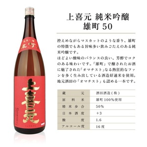 SF0248　上喜元 純米吟醸 飲み比べセット　計3本(各1800ml×1本)