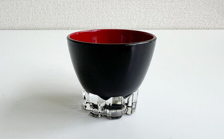 ぐい呑み 漆塗りしたガラス製ぐい呑み 黒漆 [ANFK006] ぐい呑み