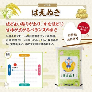 SA2966　令和7年産【無洗米】はえぬき　5kg×1袋 TO