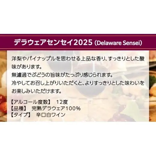 デラウェアセンセイ Delaware Sensei 2025 750ml×1本