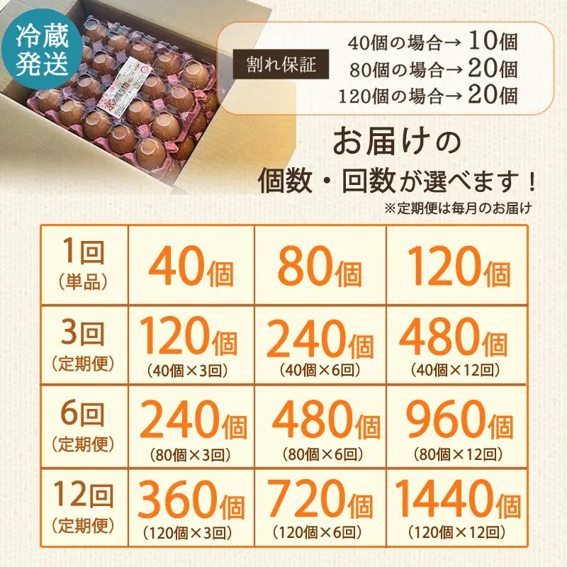 【定期便3か月】 卵 赤たまご 120個 ： 40個×3回 【配送不可地域：北海道、沖縄、離島】