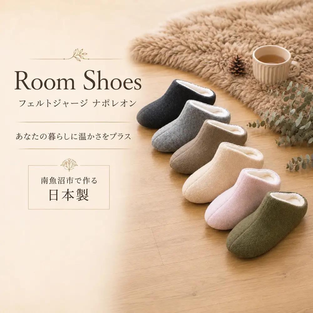 フェルトジャージナポレオン　Lサイズ　ローズピンク｜ルームシューズ
