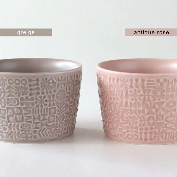 【波佐見焼】PATTERNED MUG ペア2色セット  greige＋antique rose 【BIRDS’ WORDS】[CF078]