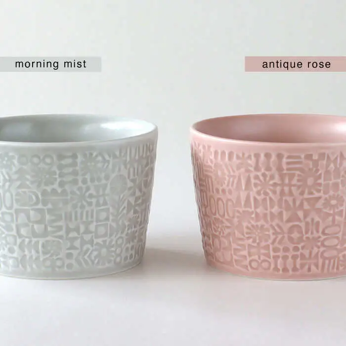 【波佐見焼】PATTERNED MUG ペア2色セット  morning mist＋antique rose 【BIRDS’ WORDS】[CF079]
