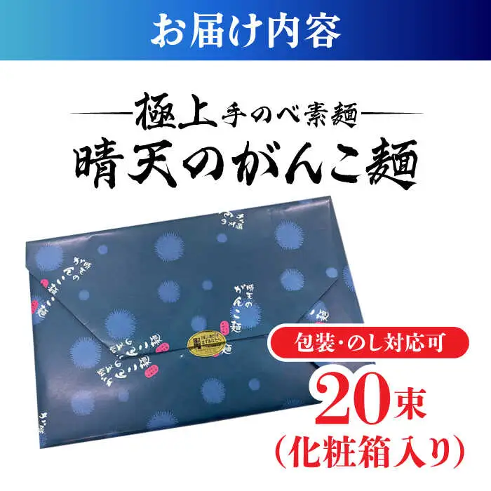 極上手のべ素麺「晴天のがんこ麺」50g×20束入 1kg / そうめん 島原そうめん 手延べ 麺 素麺 / 南島原市 / 入江商店素麺本舗[SFX001]