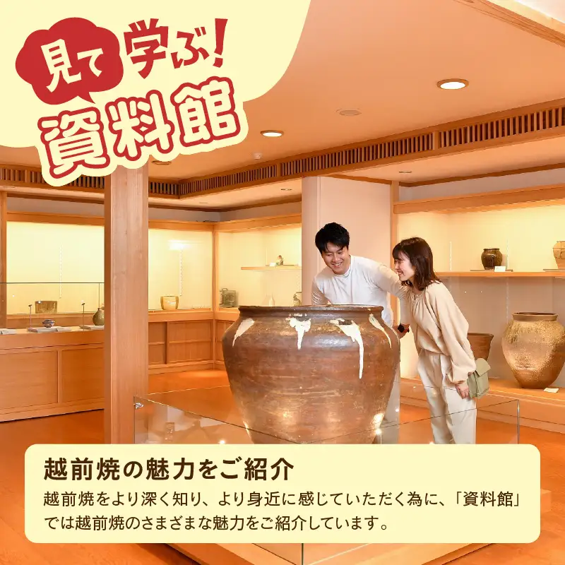 利用券 9,000円分 福井県陶芸館『 見て作って！使って親しむ！［越前焼］』【体験 陶芸 越前焼き 陶器 制作 電動ろくろ 手ひねり 絵つけ 茶 抹茶 茶苑 茶碗 カップ 皿 ご飯茶碗 陶芸教室 資料館 バーベキュー BBQ】 [e69-c001]
