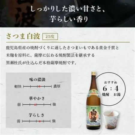 【さつま白波】25度 1800ml×6パックセット C7-7_酒・アルコール 芋焼酎 焼酎 _【配送不可地域：離島】【1563898】