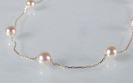 真珠 アクセサリー ネックレス パール 5.5mm 以上 6mm 未満 アコヤ真珠 ジュエリー 金具 K18 イエローゴールド / あこや真珠ステーションネックレス 5.5-6mm