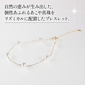 真珠 アクセサリー ブレスレット パール 3.5mm 以上 4mm 未満 アコヤ真珠 ジュエリー カジュアル 普段遣い おしゃれ イエローゴールド   / あこや真珠ステーションブレスレット K10YG 