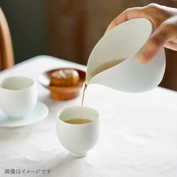 【波佐見焼】白磁片口とペア茶杯と茶托 5点セット【アトリエビスク】[RD34]