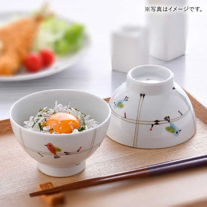 【波佐見焼】ことりの森 茶碗 ペアセット【まるしん】[WD38]