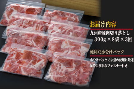 【定期便・全3回】九州産 豚肉満足 切り落とし 定期便（豚肉 切り落とし 小間切れ 定期便）