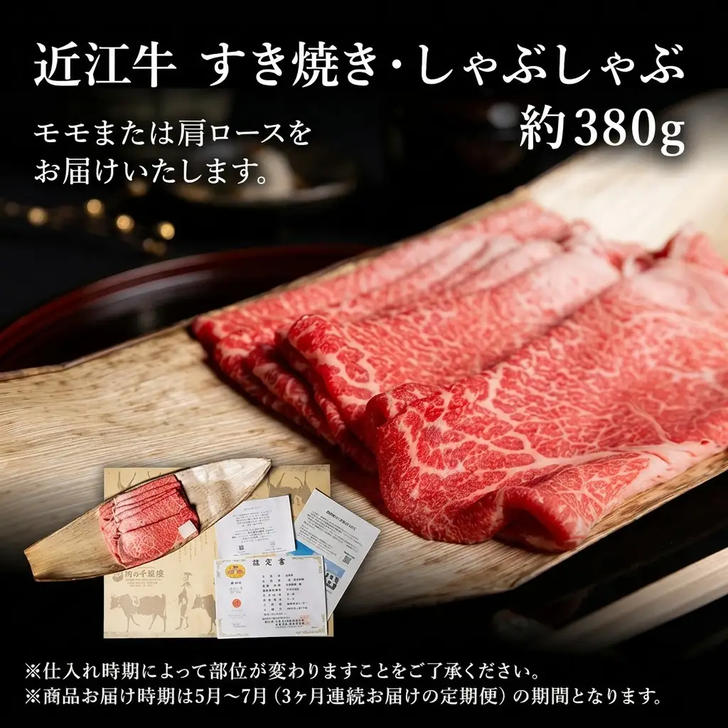 近江牛 定期3ヶ月 すき焼き 約380g 5月〜 近江牛