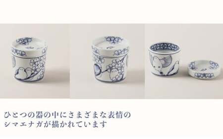 有田焼 シマエナガのお蕎麦セット【道雪窯】食器 器 うつわ 染付 手書き しまえなが 鳥モチーフ fy001