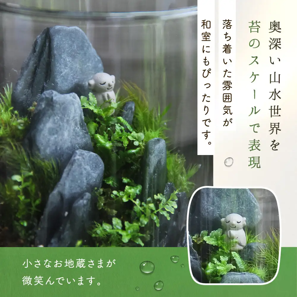 《苔テラリウム・コケリウム》地蔵S_山水図　シリンダーM