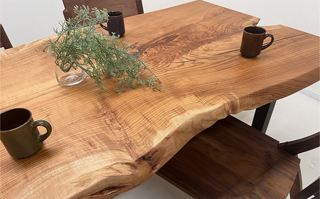 【一点もの】 本桜 銘木 一枚板 ダイニングテーブル _幅1800mm×奥行約890～820mm×高さ705～707mm