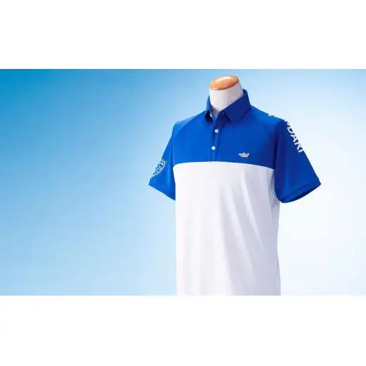 再生ポリエステル使用 サステナブル・ゴルフウェア・ブランド  VIRI DARI ( ヴィリダリ ) GOLF のウェア メンズラグラン半袖ポロ ブルー/ホワイトＬ【ゴルフ ゴルフウェア GOLF VIRIDARI ヴィリダリ ブランド おしゃれ サステナブル 吸水 速乾 UV ケア 着心地 デザイン おすすめ 四日市 四日市市 三重県 贈り物 プレゼント スポーツ アパレル】