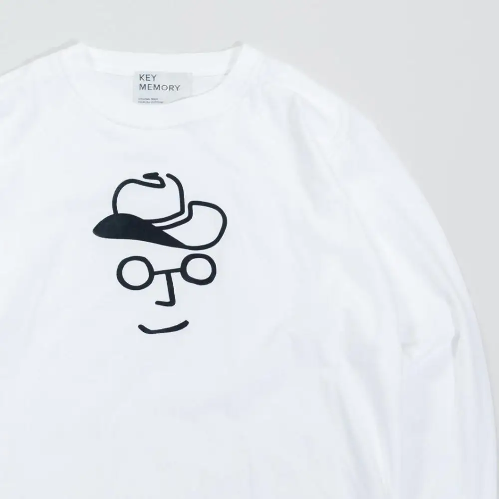 《2》【KEYMEMORY 鎌倉】カウボーイハットイラストロングTシャツ WHITE